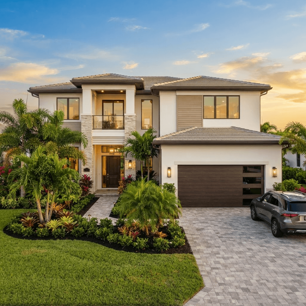Southwest Florida home with an attached garage